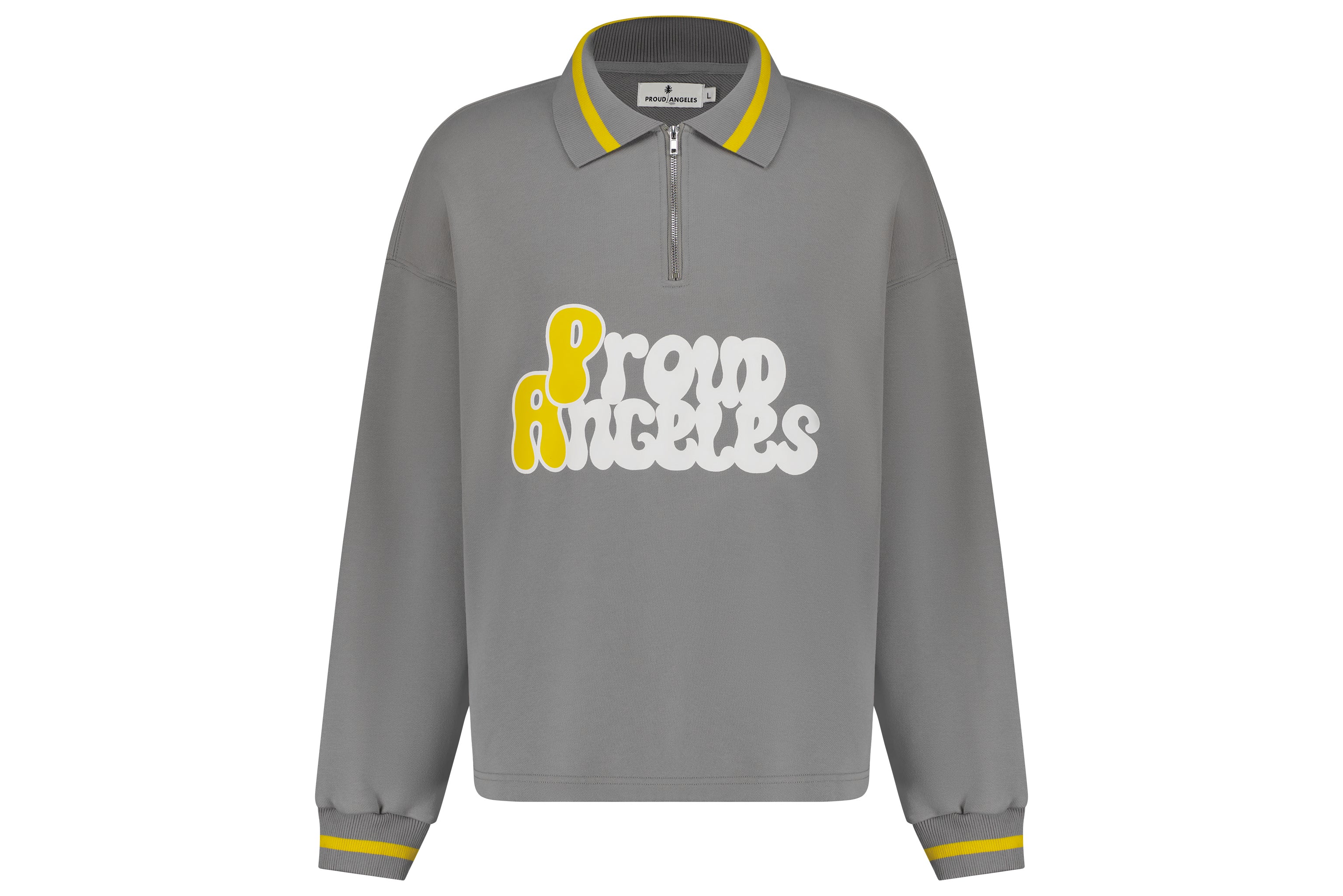 Grey & Yellow Zip Up Polo Sweater – Proud Angeles