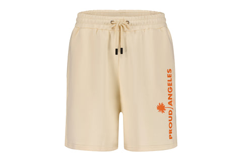 Creme Shorts with Orange Proud Angeles Logo