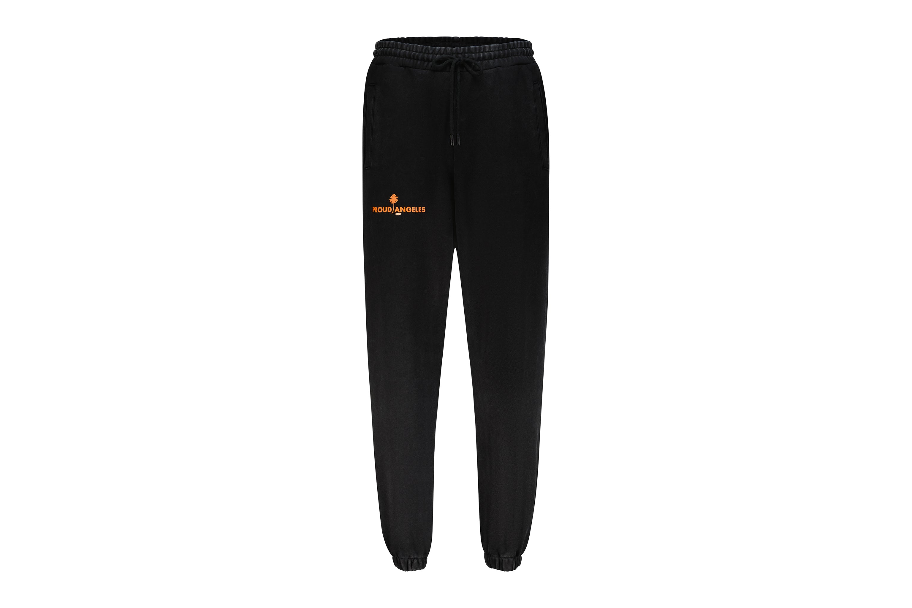 Black Vintage Sweatpants with Orange Logo